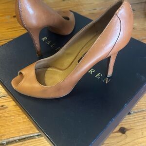 Ralph Lauren Women's Brown Peep-Toe Heels